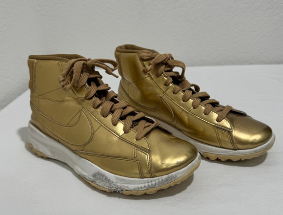 NIKE Metallic Gold Blazer Golf Shoes High Top Womens Size 7 READ
